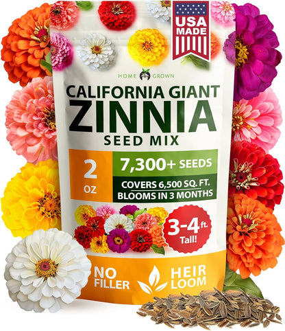 Home Grown | Premium Rainbow Zinnia Flower Seeds