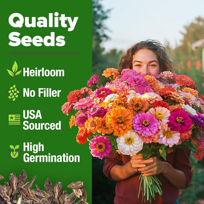 Home Grown | Premium Rainbow Zinnia Flower Seeds