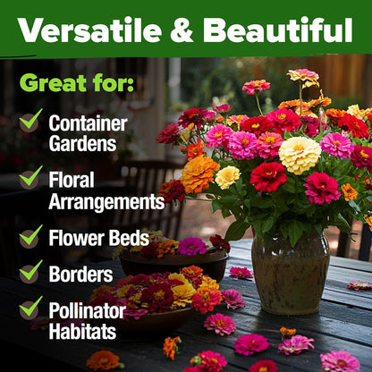 Home Grown | Premium Rainbow Zinnia Flower Seeds